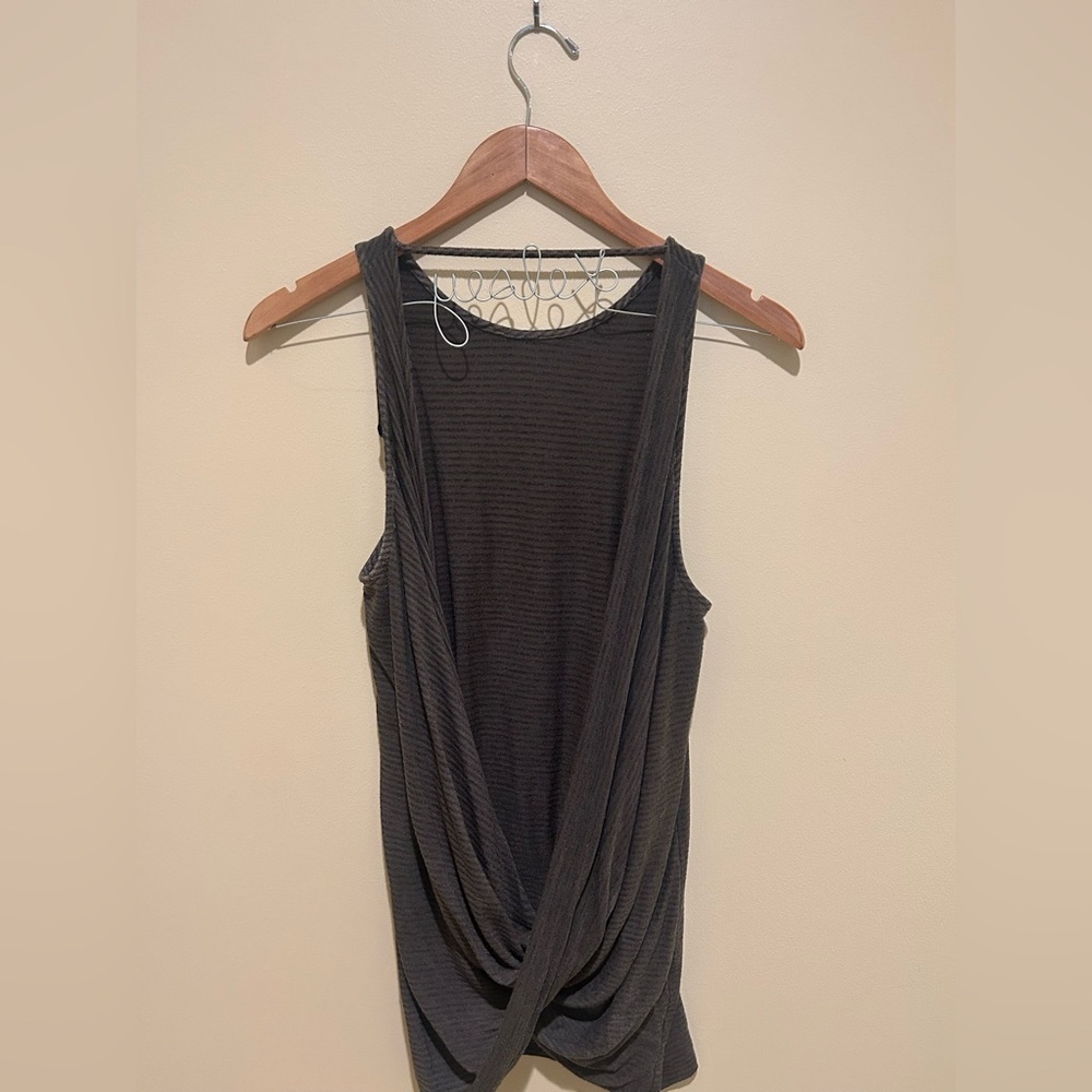 Saint Grace Brown Ribbed Tank Top with Black Stripes Open Back Size M - Picture 2 of 4